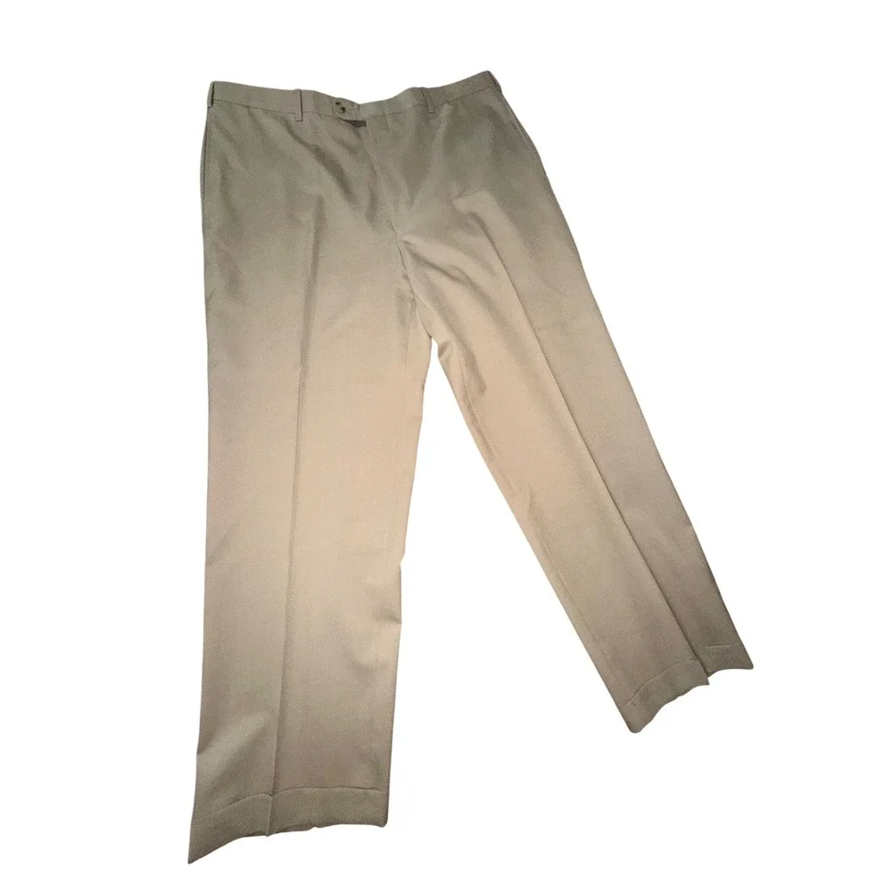 Burberry London Mens Tan Khaki Herringbone Dress Pants Slacks 38x28